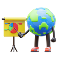 3D Earth Character doing Presentation png