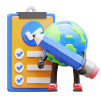 3D Earth Character Write Job List png