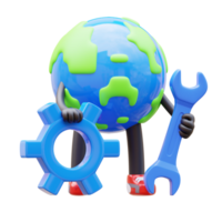 3D Earth Character Maintenance png