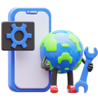 3d terra personaggio Manutenzione mobile applicazione png