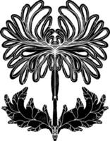 a black and white drawing of a flower vector