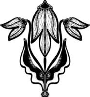 a black and white drawing of a flower vector