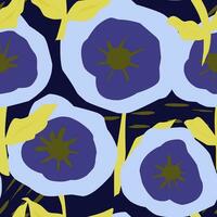 a blue and yellow flower pattern with leaves vector