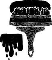 a black and white drawing of a cake with dripping icing vector