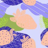 a pattern with strawberries and leaves vector