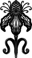 a black and white drawing of a flower with swirls vector