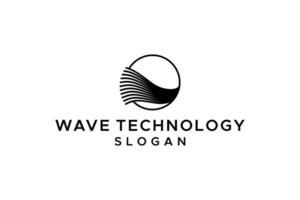 wave logo design shaped like a technology optical cable vector