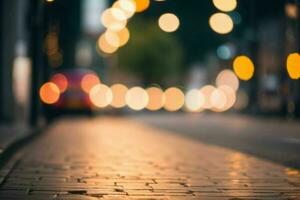 bokeh light on the street background. AI Generative Pro Photo