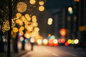 bokeh light on the street background. AI Generative Pro Photo