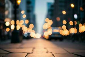 bokeh light on the street background. AI Generative Pro Photo