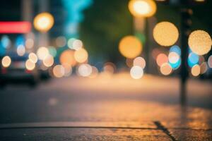 bokeh light on the street background. AI Generative Pro Photo