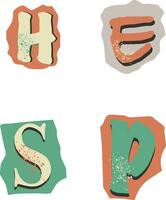 Ransom Note Cut Out In Different Letters. Vector Illustration Set.