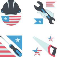 Happy Labor Day Icon Set. Isolated Vector. vector