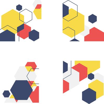 Hexagonal Corner Shape With Simple Shape. Isolated Vector Set.