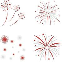 Indonesian Independence Day Firework With Simple Shape. Vector Illustration Set.