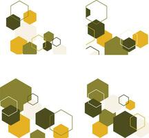 Hexagonal Corner Shape With Geometric Design. Isolated Vector Set.