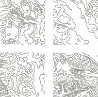 Topography Pattern Square For Map Contour Background. Vector Illustration Set.