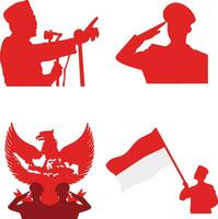 Indonesia Independence Day Sticker Collection. On August 17th. Vector Illustration