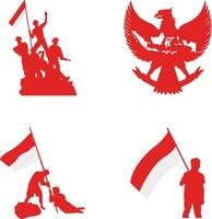 Indonesia Independence Day Sticker Collection. On August 17th. Vector Illustration