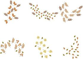 Fallen Autumn Leaves With Colorful Concept. Foliage Background. Vector Illustration Set.