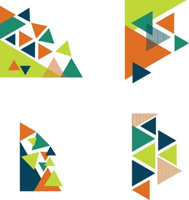 Triangle Corner Shape For Presentation Sheet Background. Isolated Vector Set.