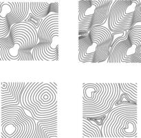 Hand Drawn Topography Pattern Square. Vector Illustration Set.