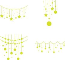 New Year Decoration With Simple Concept. Isolated On White Background. Vector Illustration Set.