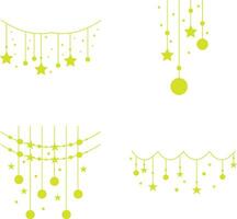 New Year Decoration With Simple Concept. Isolated On White Background. Vector Illustration Set.