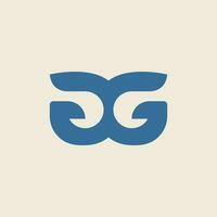 double letter G logo with whale tail vector