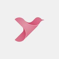 3d letra y logo con pájaro vector