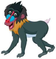 Smiling cartoon mandrill baboon isolated on white background. Vector illustration