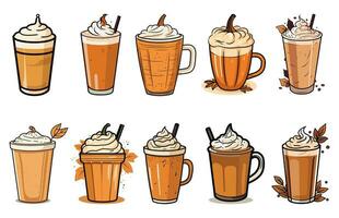 Free Latte Coffee vector bundle, Set of Pumpkin Spice Latte Coffee illustration