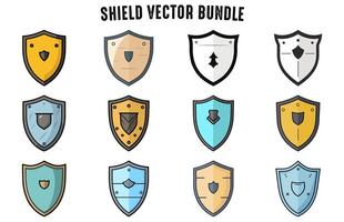 Collection of shield vector illustration flat style template, Free Shield icon badge outline Bundle