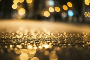gold bokeh light on the street background. AI Generative Pro Photo