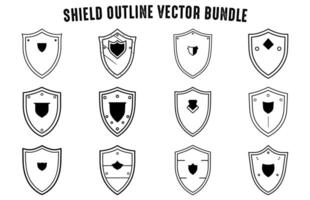 Collection of Shield outline vector Free, Shield icon badge outline Bundle