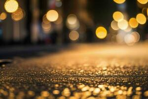 gold bokeh light on the street background. AI Generative Pro Photo