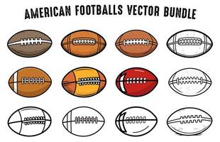 gratis americano fútbol americano vector ilustración manojo, conjunto de rugby pelotas de futbol clipart