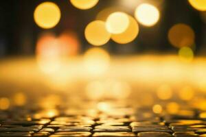 gold bokeh light on the street background. AI Generative Pro Photo