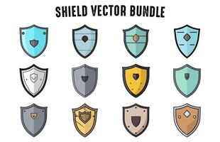 Collection of shield vector illustration flat style template, Free Shield icon badge outline Bundle