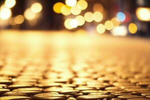 gold bokeh light on the street background. AI Generative Pro Photo