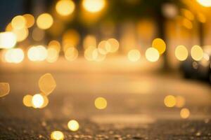 gold bokeh light on the street background. AI Generative Pro Photo