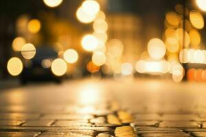 gold bokeh light on the street background. AI Generative Pro Photo