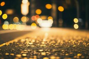 gold bokeh light on the street background. AI Generative Pro Photo