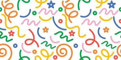 seamless pattern fun colorful line doodle vector