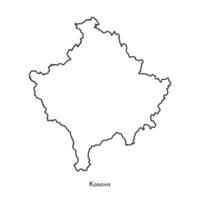 Vector isolated simplified illustration icon with black line silhouette of Kosovo map. White background.