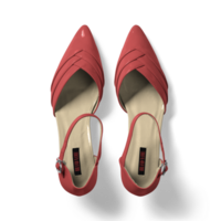 Close up view women red shoes isolated. png