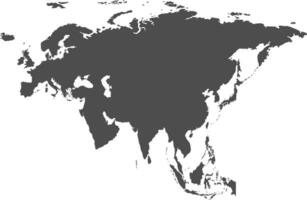 Vector illustration with simplified map of Eurasia continent. Grey silhouette. White background