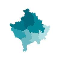 Vector isolated illustration of simplified administrative map of Kosovo. Borders of the districts. Colorful blue khaki silhouettes.