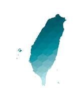 Vector isolated illustration icon with simplified blue silhouette of Taiwan, Republic of China map. Polygonal geometric style. White background.