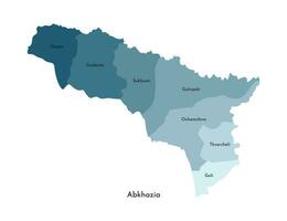 vector aislado ilustración de simplificado administrativo mapa de abjasia. fronteras y nombres de el regiones. vistoso azul caqui siluetas